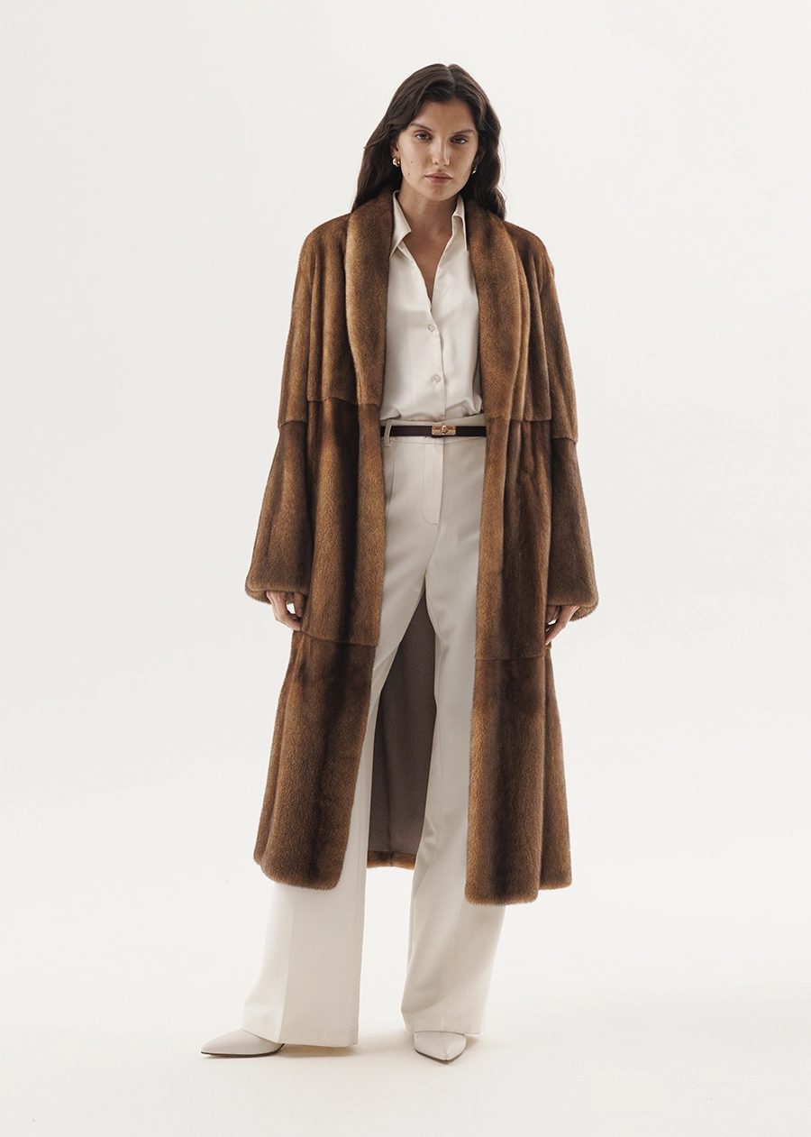 Золотисто-карамельная норковая шуба