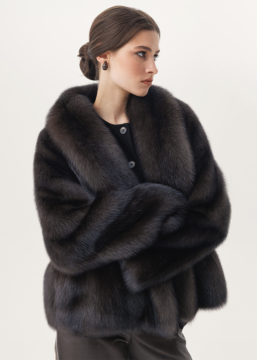 Долевая шуба из соболя с шалевым воротником
