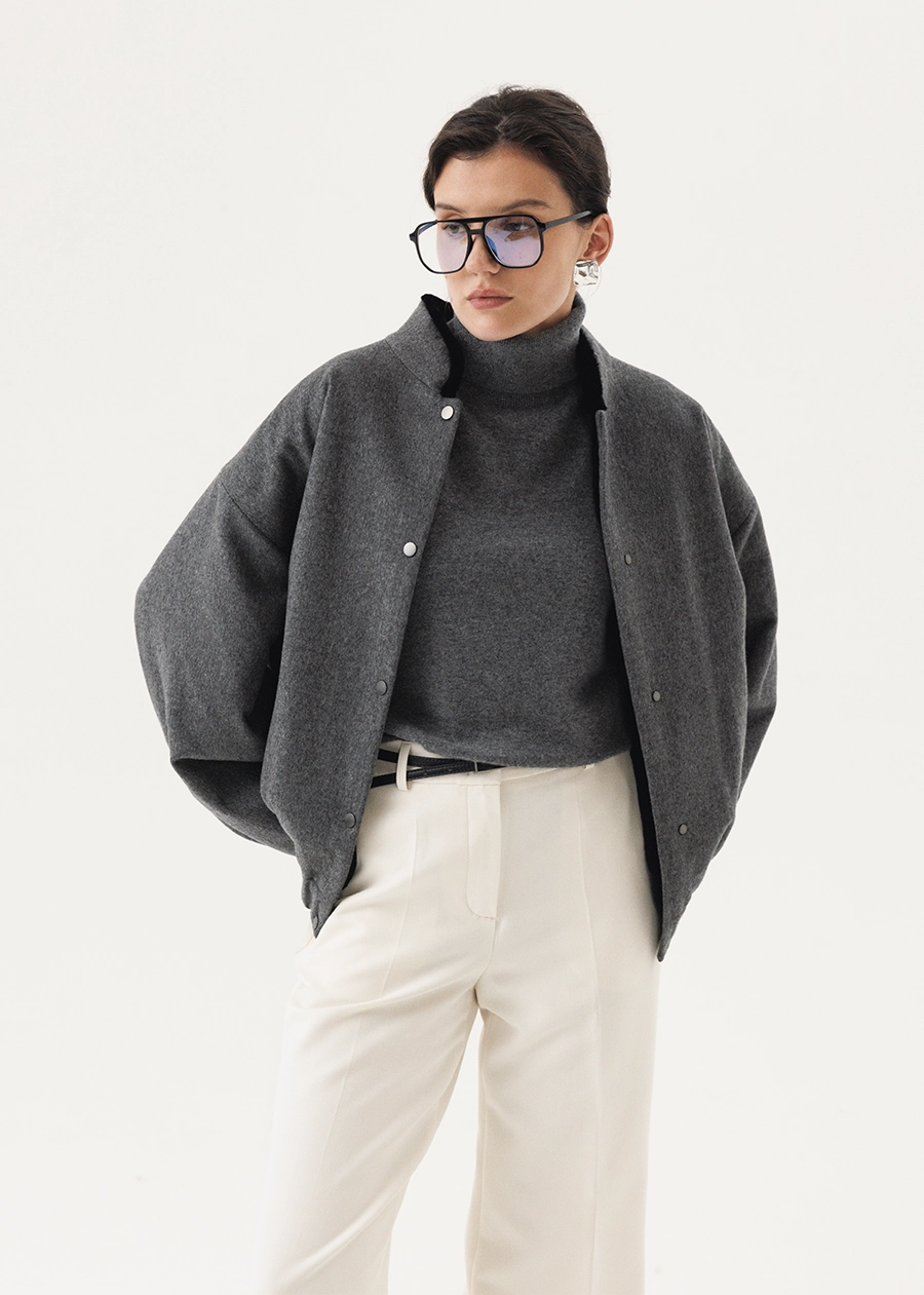 Кашемировый бомбер с подстежкой из стриженной норки