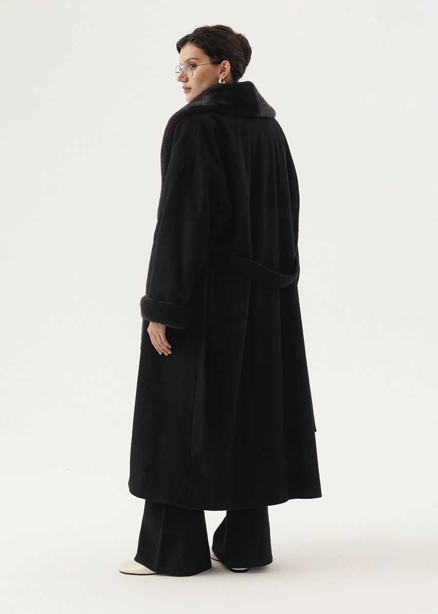 Классическое кашемировое пальто с подстежкой из меха норки