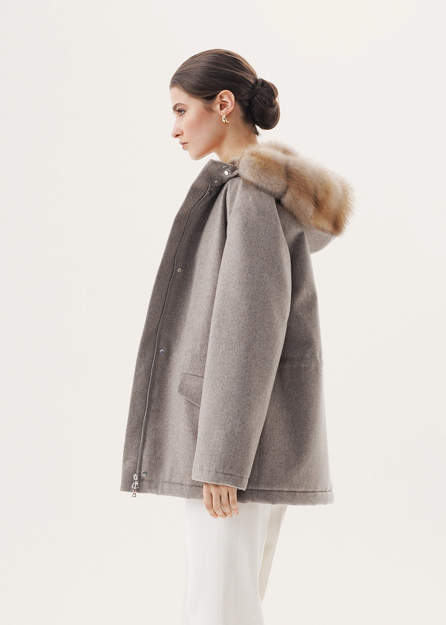 Кашемировая парка с подстежкой из меха куницы