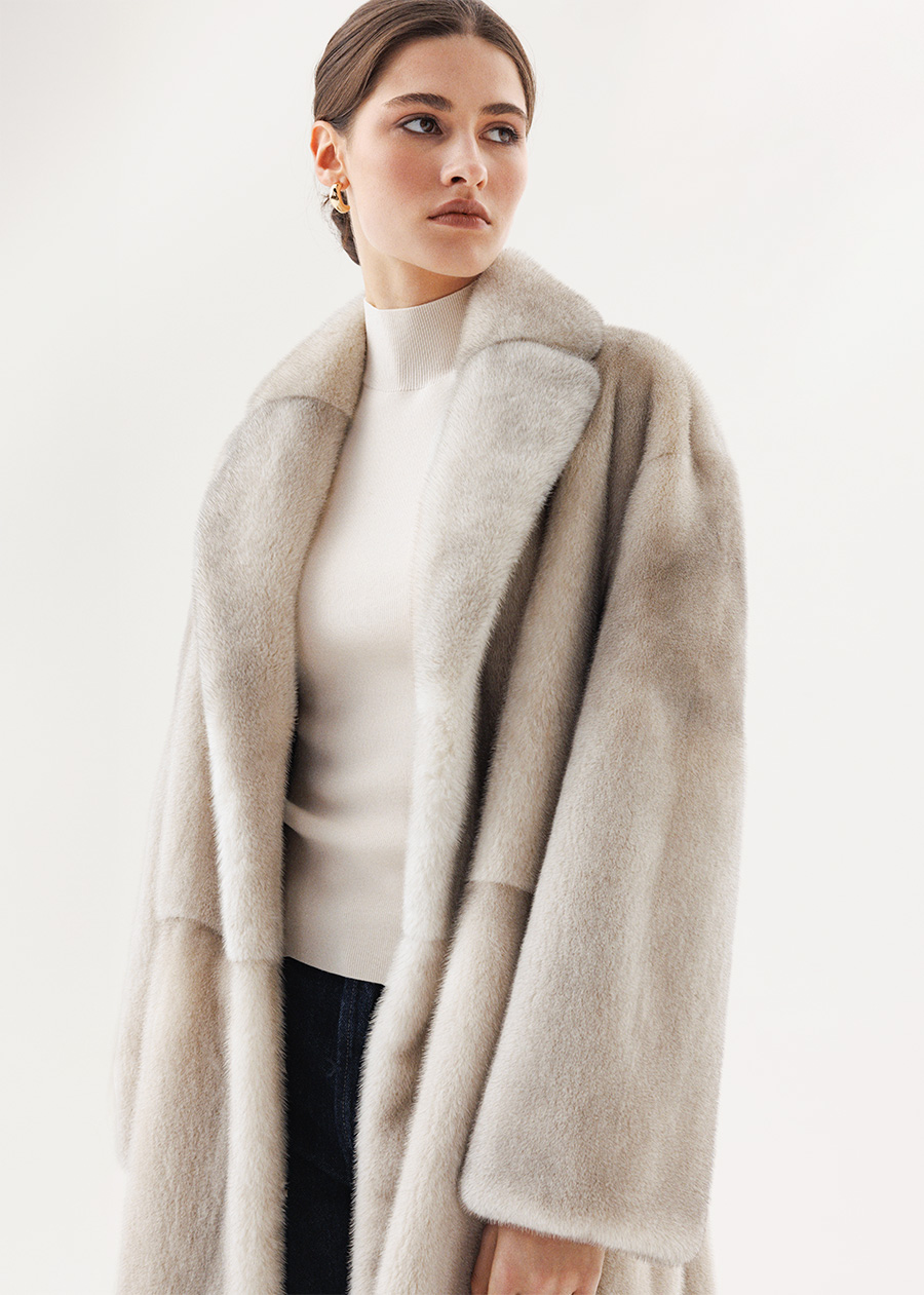 Норковая шуба в оттенке «Лёд»