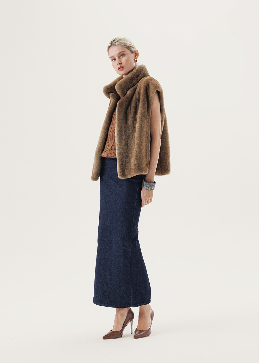 Норковый жилет в оттенке Пастель