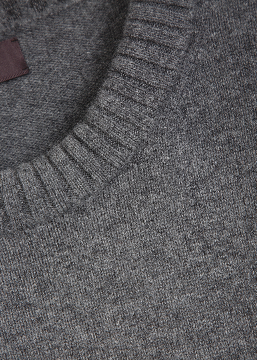 Кашемировый джемпер c круглым воротом в жемчужно-сером оттенке