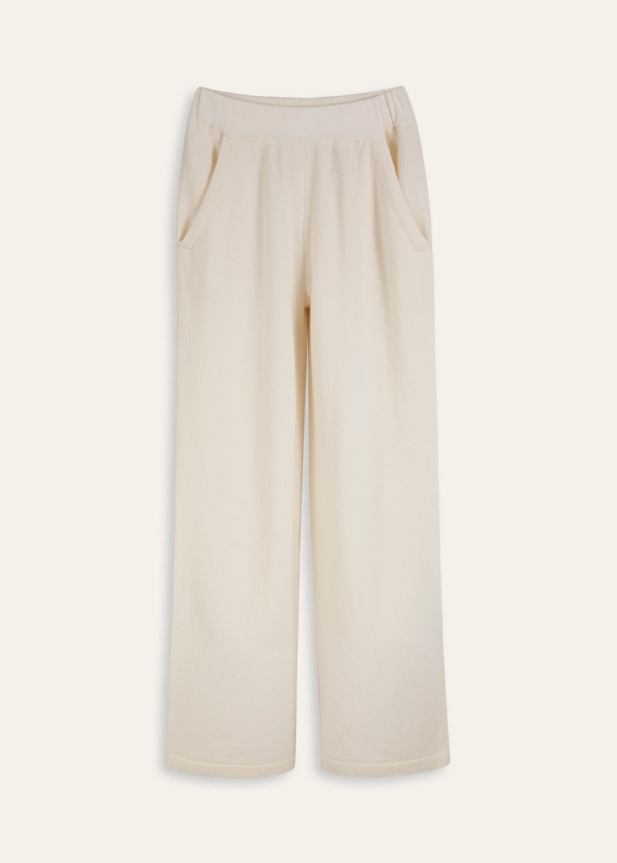 Молочные кашемировые брюки палаццо из кашемира