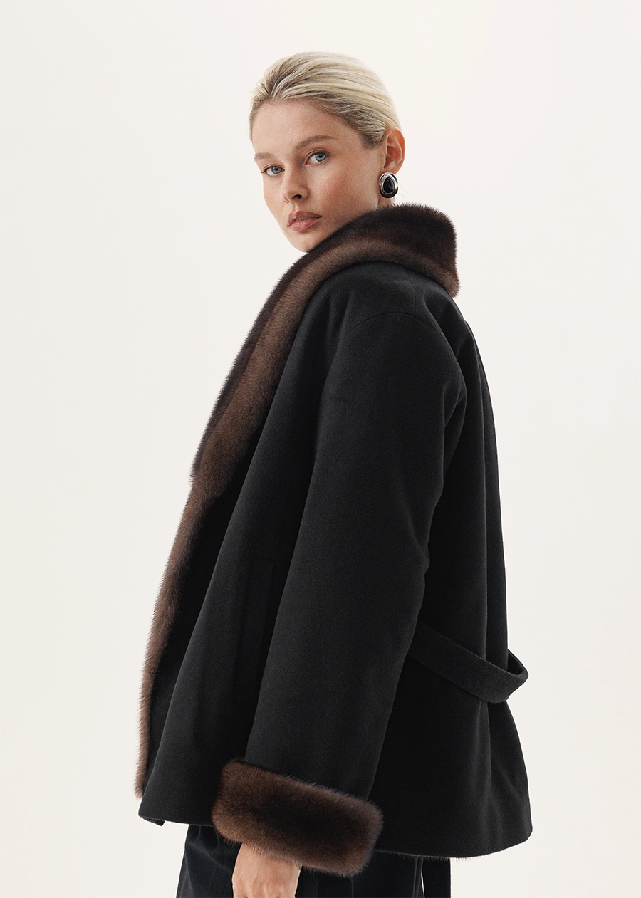 Кашемировая куртка с подстёжкой из меха норки