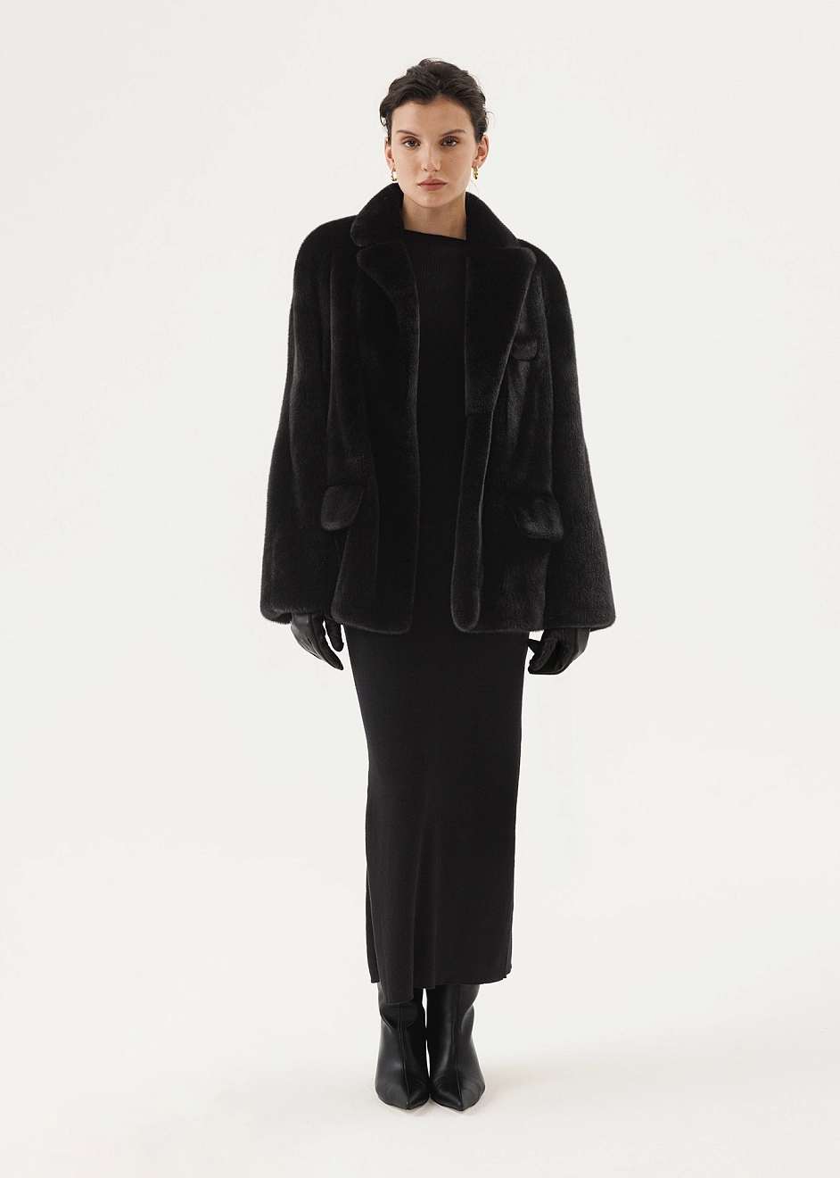 Норковый жакет с английским отложным воротником